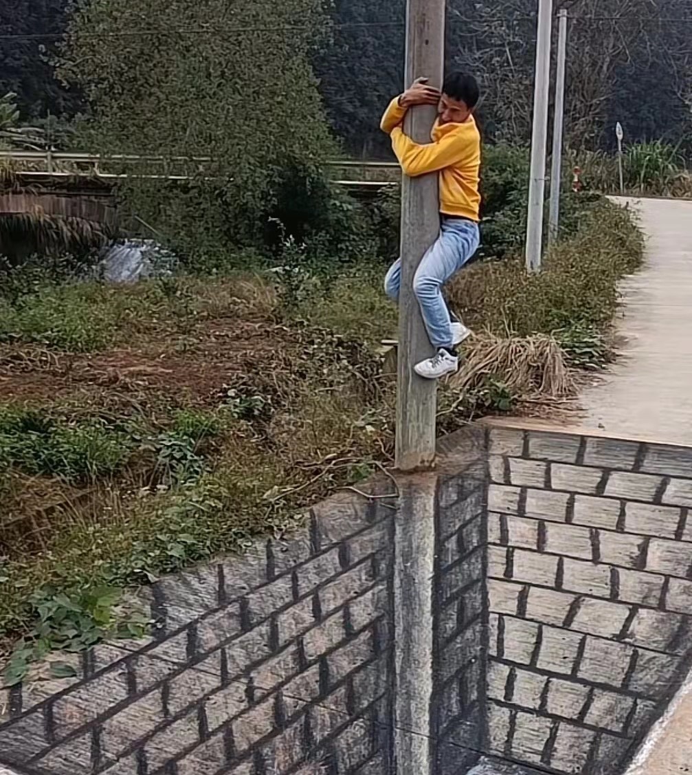 小伙画3d画太真实,民间画家3d画