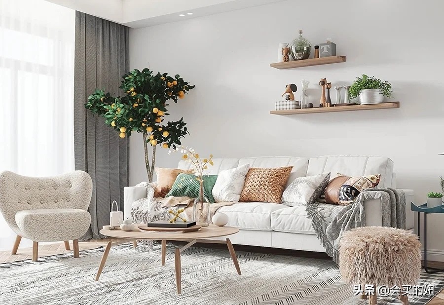 黑白灰现代简约风格客厅沙发颜色,墙漆是蓝色选什么颜色的皮质沙发