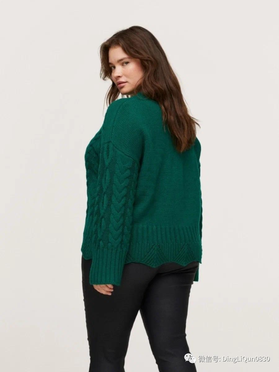 回形针织毛衣图解,绿色和白色最新双色毛衣花样图解