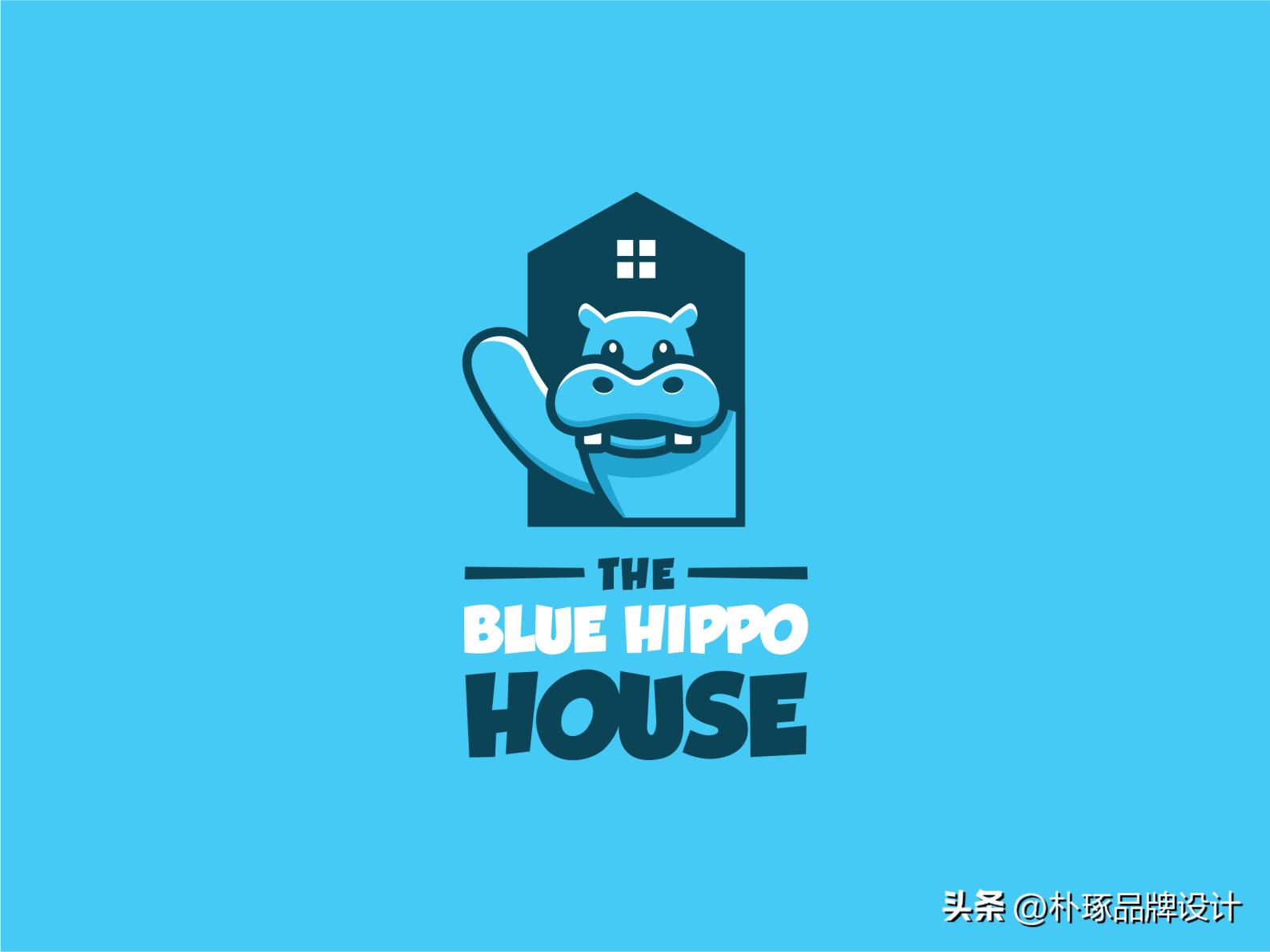 张开血盆大嘴IP动物形象河马元素logo创意集锦