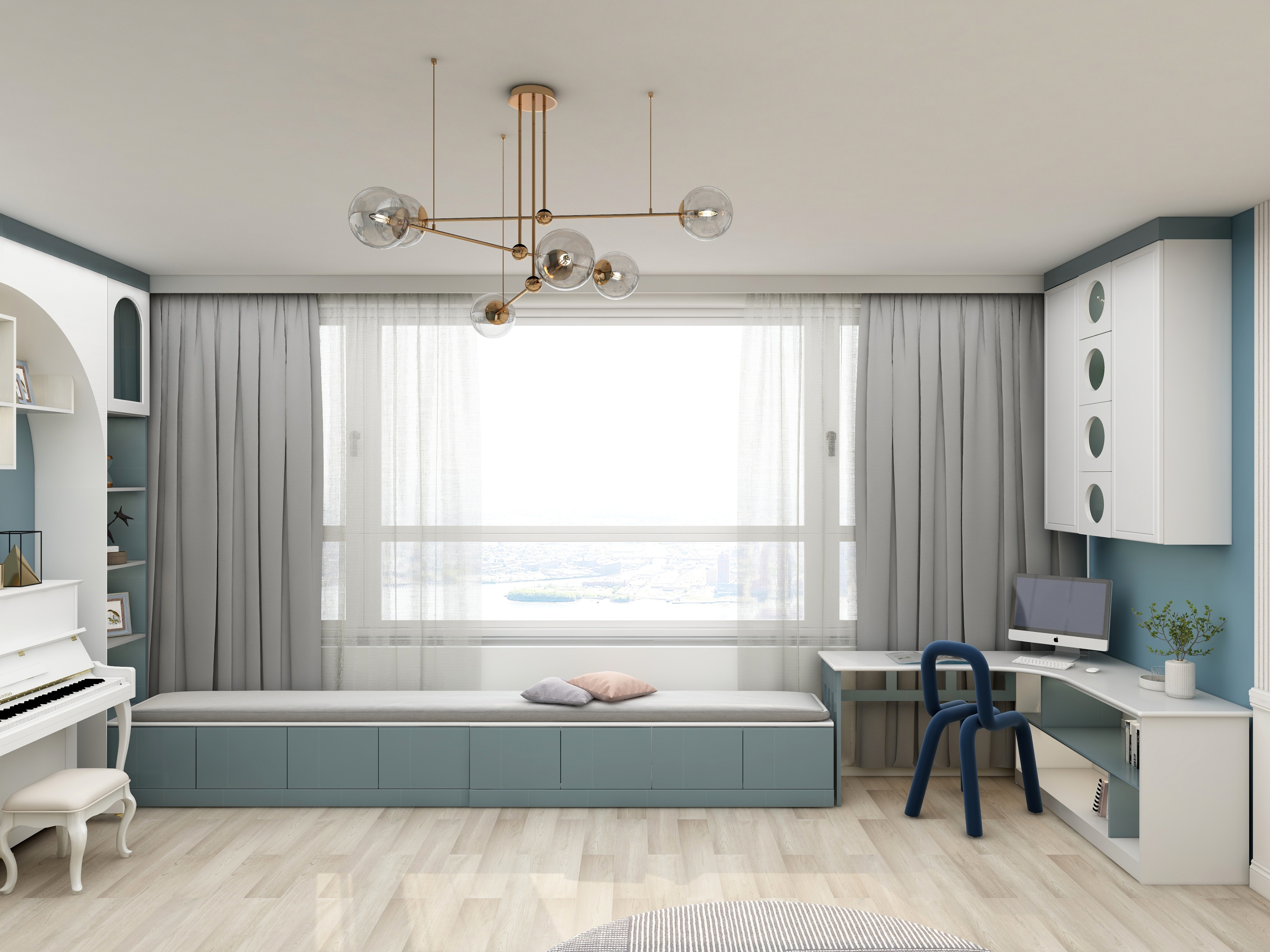 儿童房书柜装修效果图简欧风格,崇川区简欧风格儿童房效果图