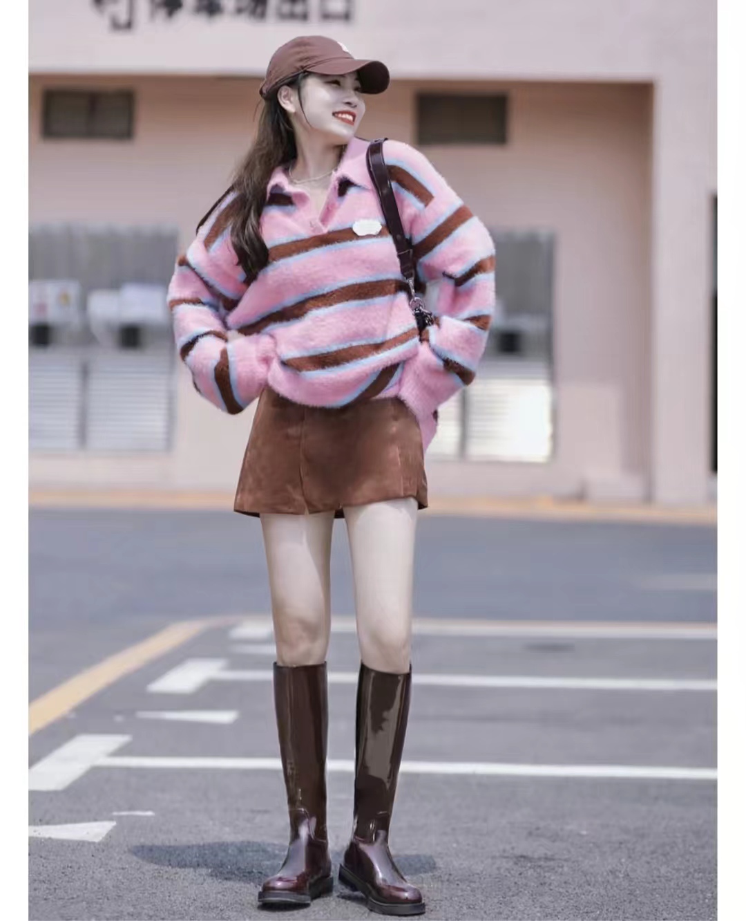 好穿又好搭时尚长筒宽靴,棕色长筒靴子女2022爆款洋气气质