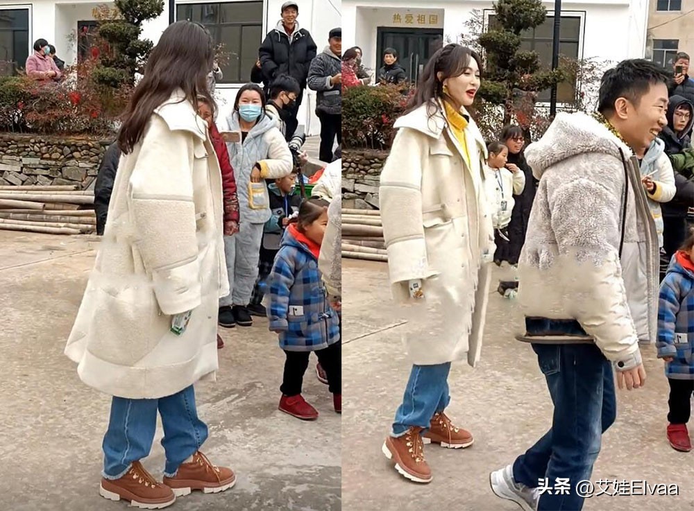 唐嫣机场穿搭冬装,唐嫣衣着宽松休闲