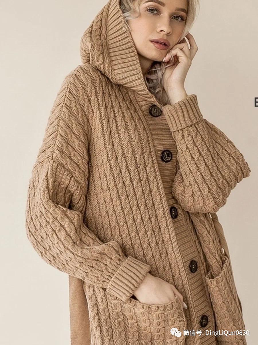 针织开衫中长款编织图,两种颜色的针织开衫编织教程