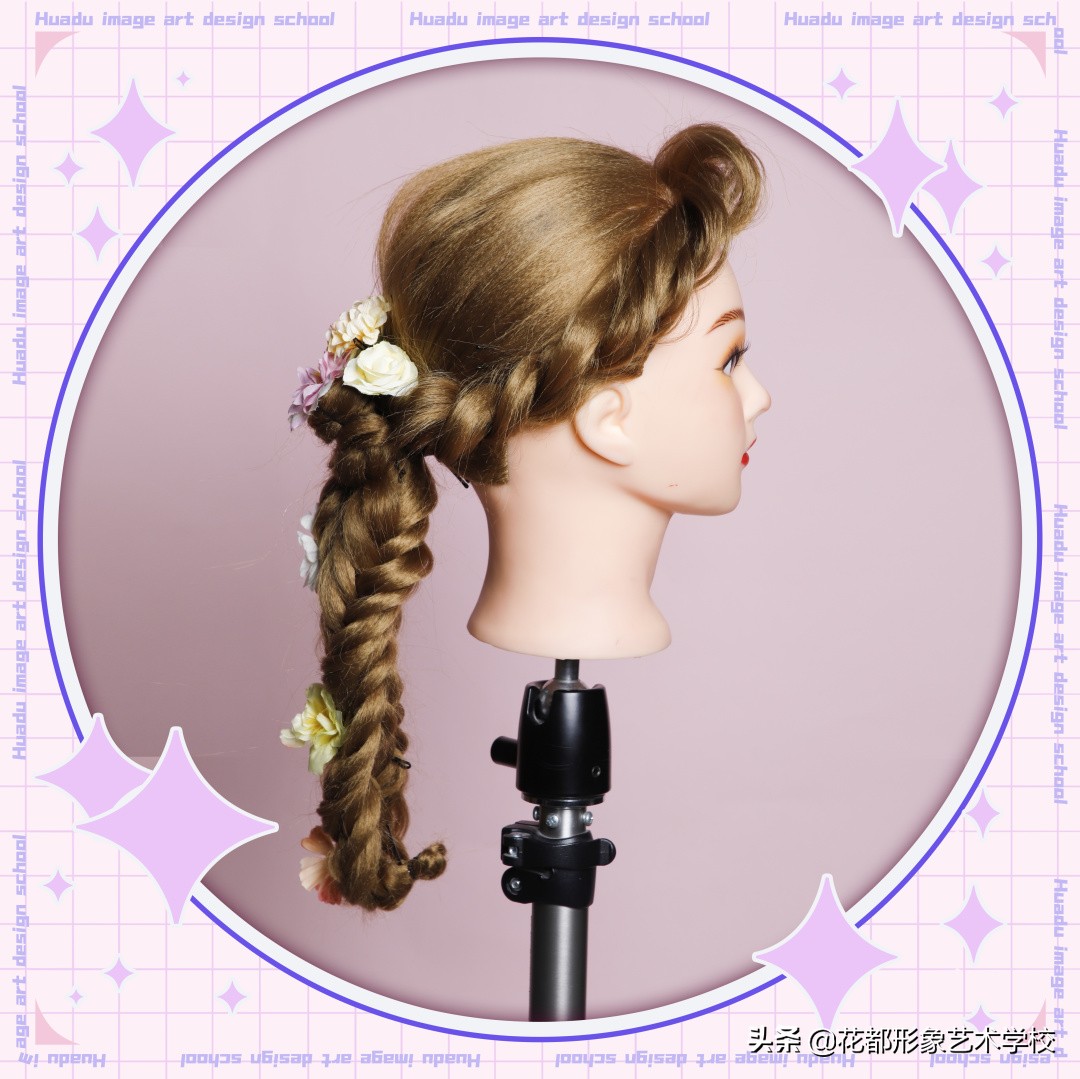 唯美学生编发教程,学化妆学美甲来花都