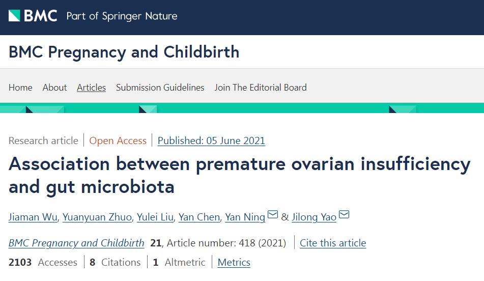 卵巢早衰与微生物群，营养治疗新进展