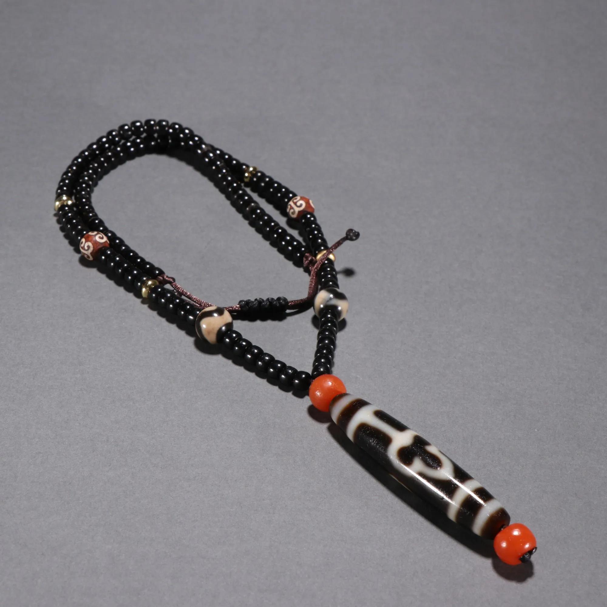 藏传虎牙玛瑙天珠款式,藏式天然玛瑙三眼算盘天珠