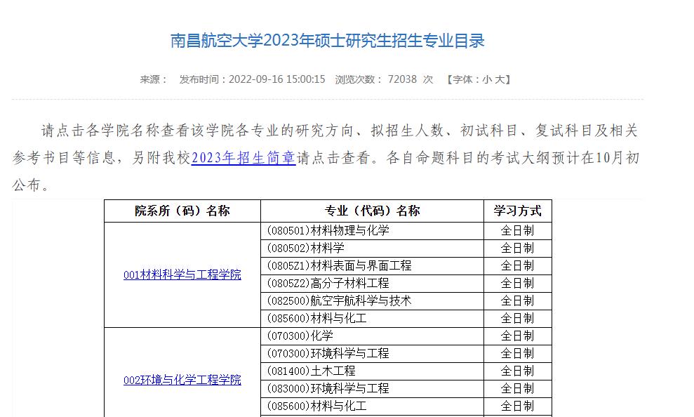 南昌航空大学考研招生简章,南昌航空大学考研调剂信息