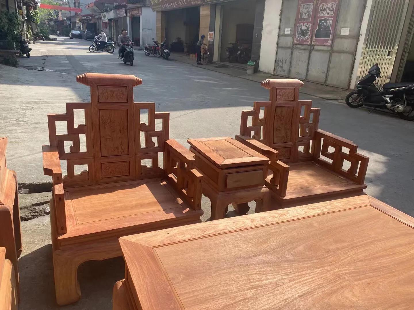 缅甸花梨家具沙发十一件套多少钱,缅甸花梨凤凰纹沙发十件套