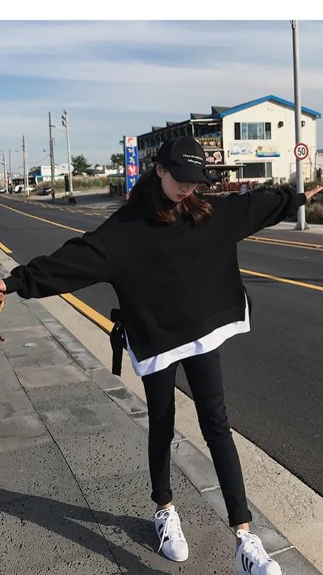 连帽卫衣女潮ins2022秋季新款韩版,爆款秋冬新连帽假两件卫衣