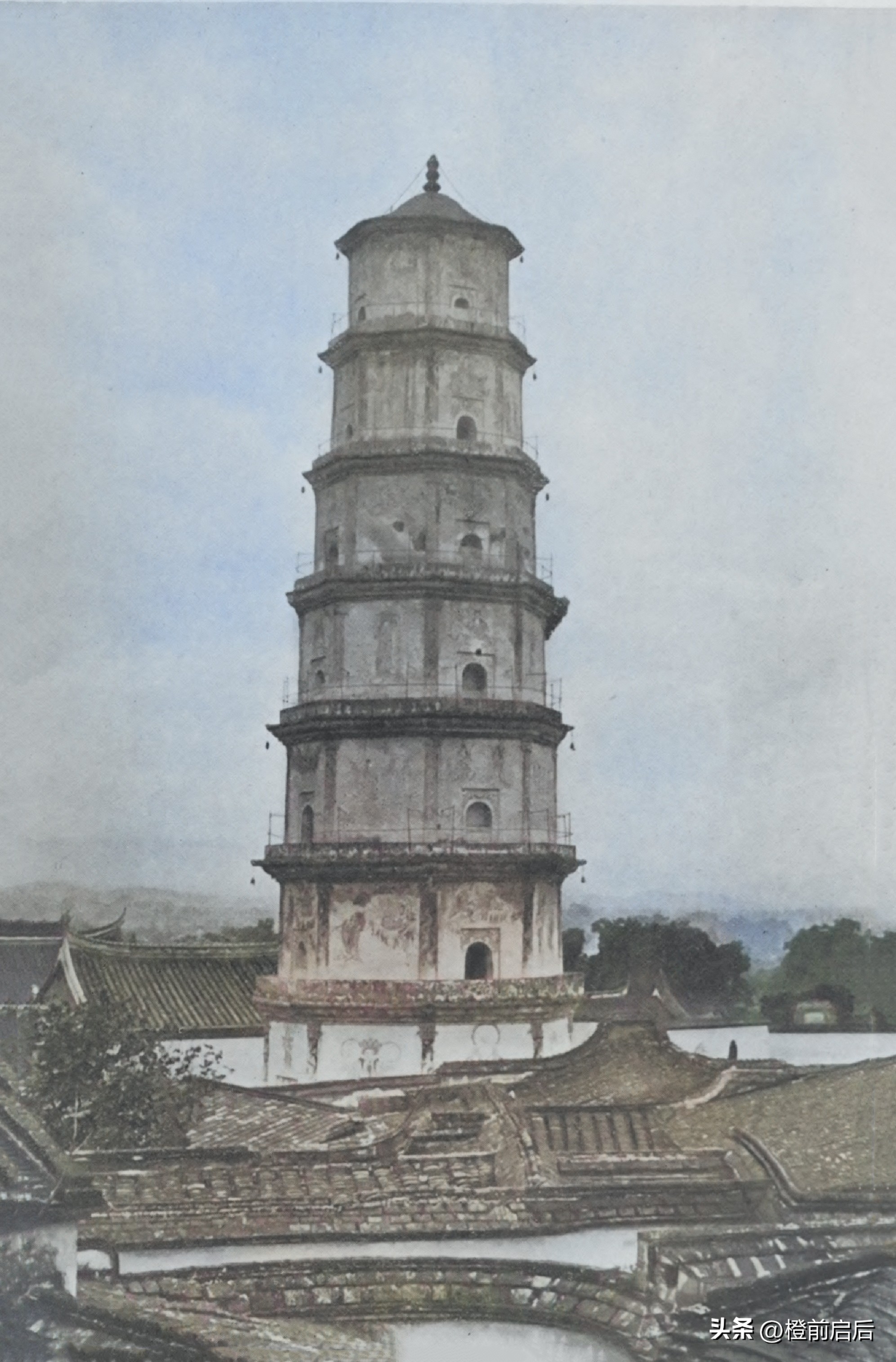 超清彩修复！1911年的福建福州，新娘头上扣竹篓，竟然还有弃婴塔