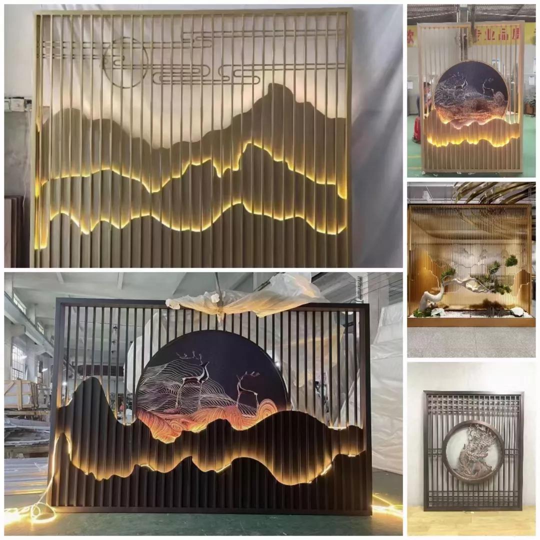 铝格栅庭院,铝合金格栅屏风庭院