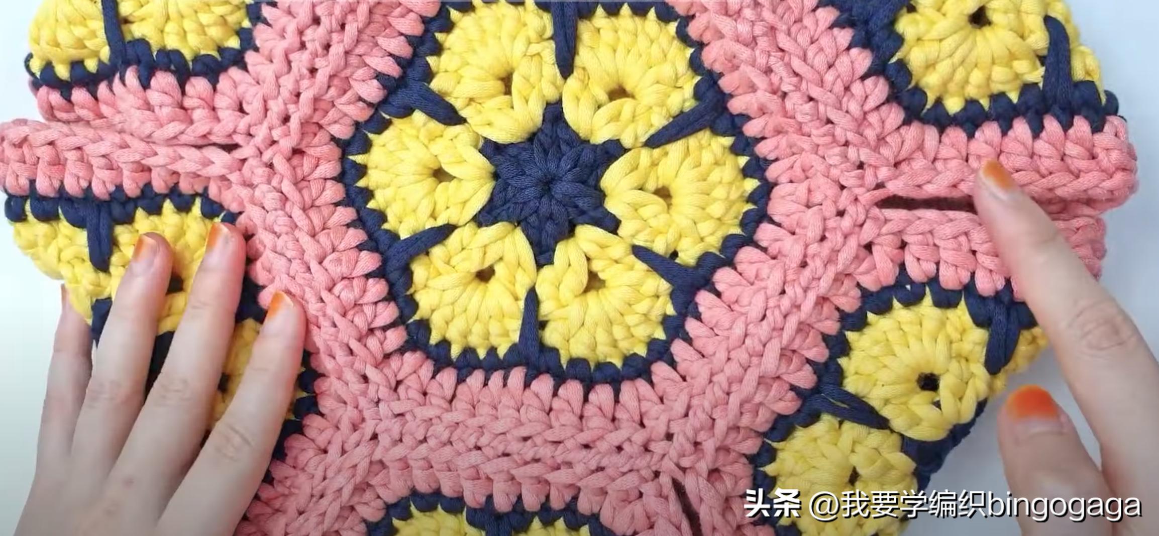 祖母方格小包包拼接编织教程,方形镂空小花包编织教程