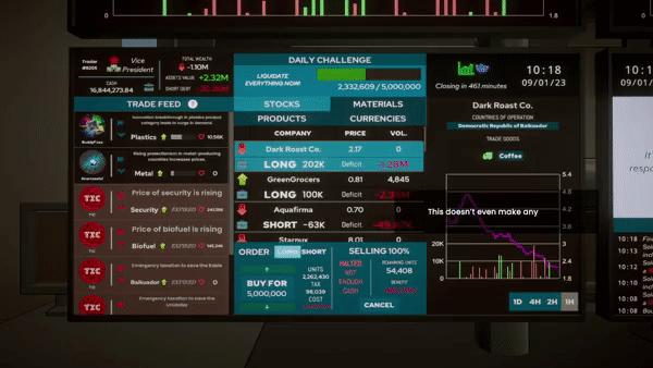 一款金融题材的策略管理模拟游戏