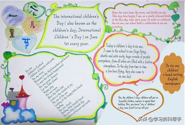 六一英语手抄报内容,六一儿童节英语手抄报内容短文