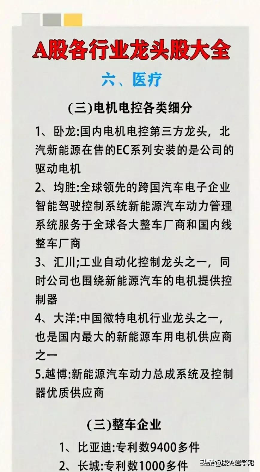 2024最新各行业龙头股一览表,2023年十大最具潜力龙头低价股