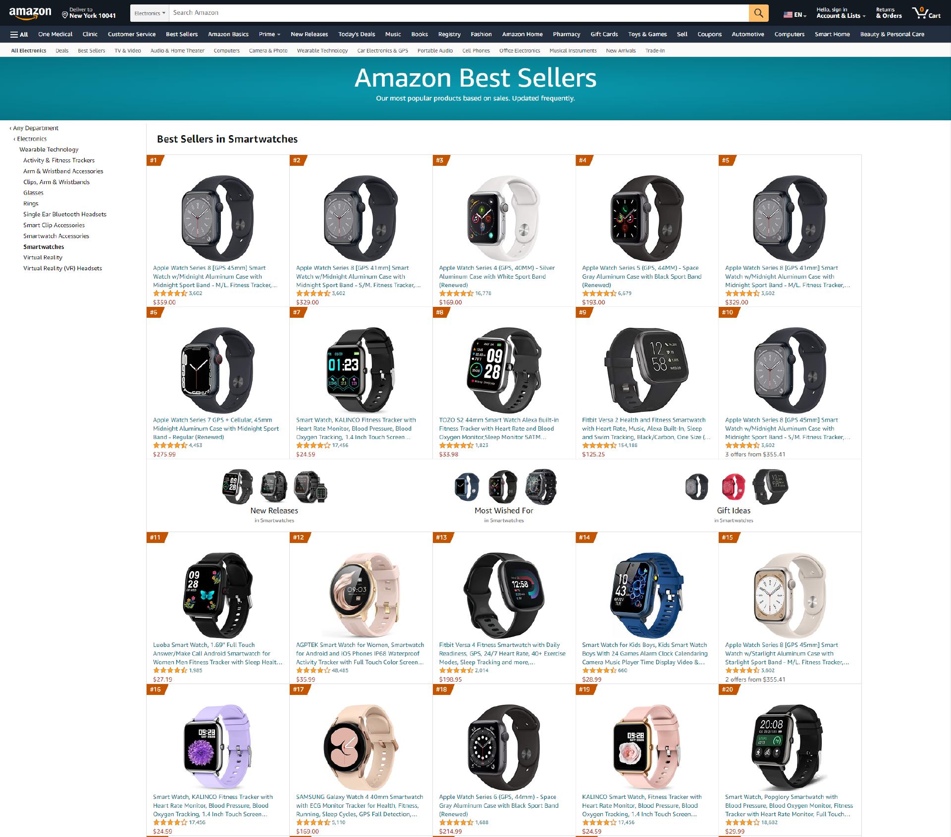 美国苹果手表销量排行榜,智能手表销量第一名苹果手表