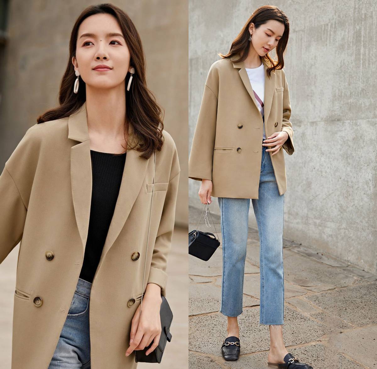 秋冬气质西装内搭衬衣,长款小西装内搭什么样的衬衫