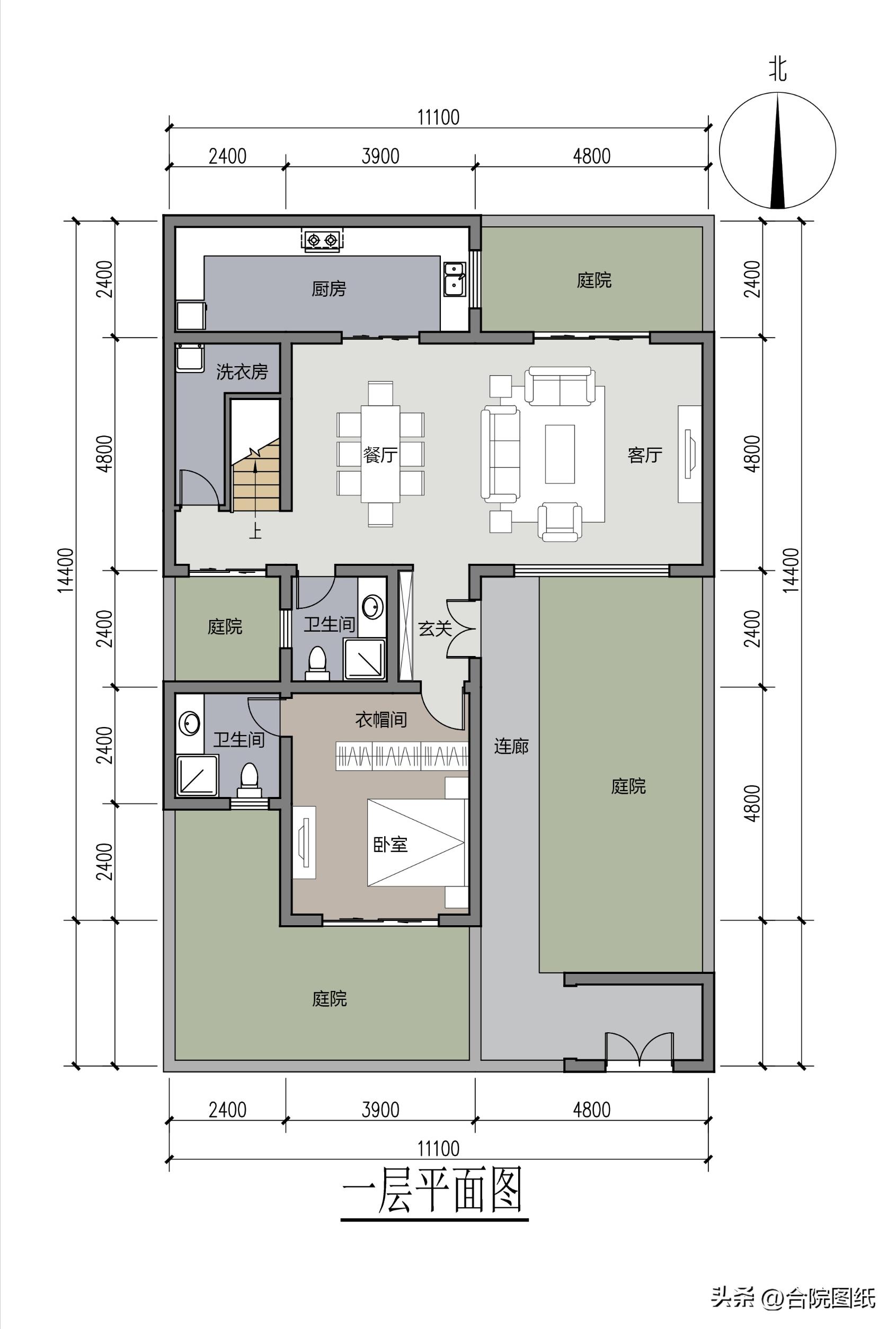 前庭后院现代风格自建房,2百平前庭后院自建房