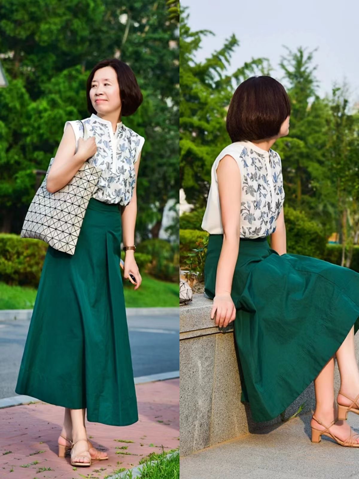 中老年穿裙子配什么鞋好看,五十多岁短发的服饰穿搭