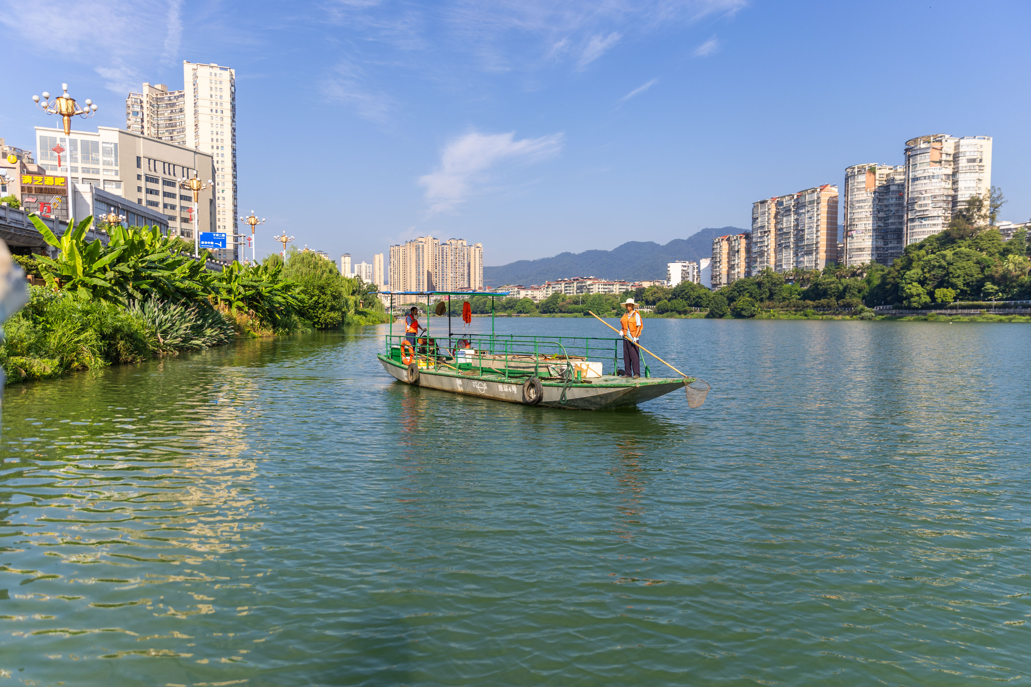 三元：烈日下的沙溪河“清道夫”汗水浸透衣衫，守护“一汪碧水”