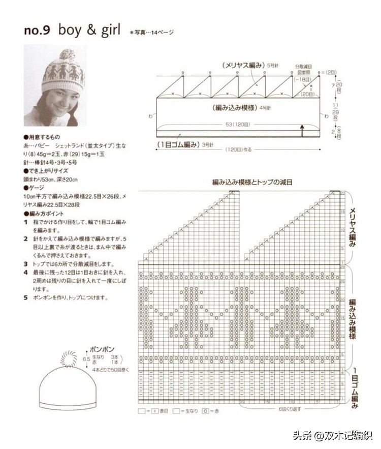 复古提花帽子图解,日系提花帽子