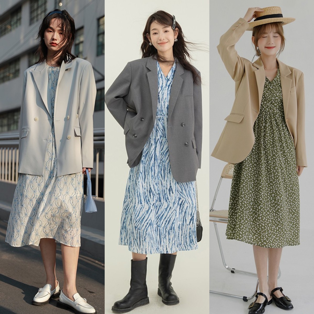 入秋怎么穿西装连衣裙,气质早秋西装裙子
