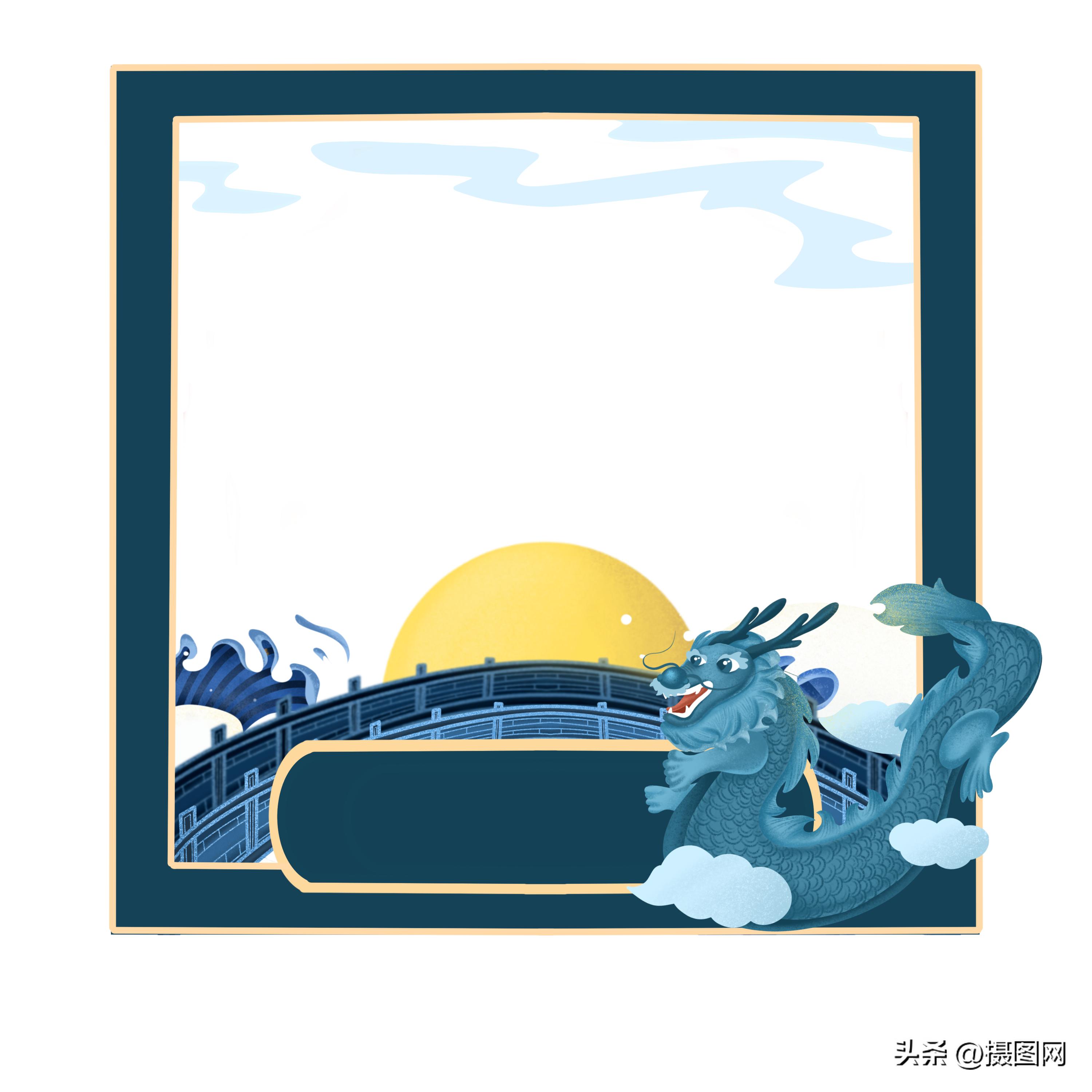 金色中国风边框素材免抠图图文,中国风透明动态免抠边框素材图片