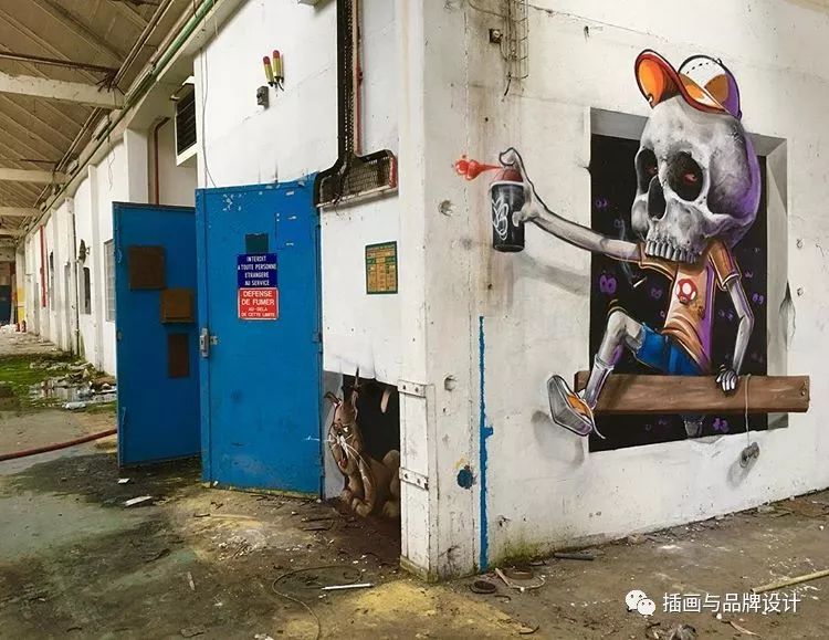 超震撼的墙绘,有视觉冲击感极简的墙绘