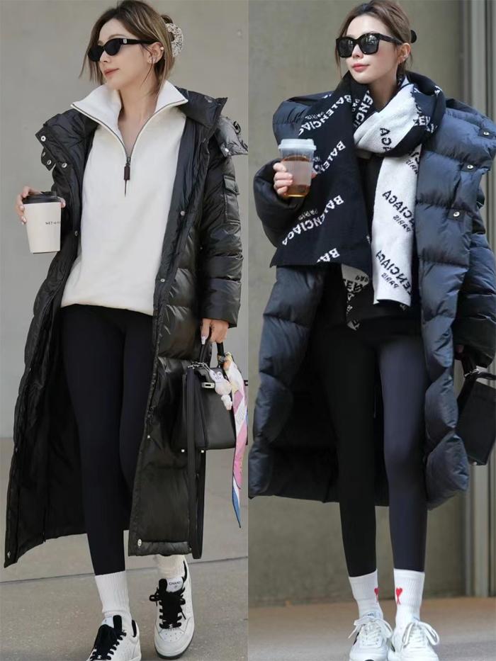 羽绒服冬季显小减龄穿搭,长款黄羽绒服高级感穿搭攻略