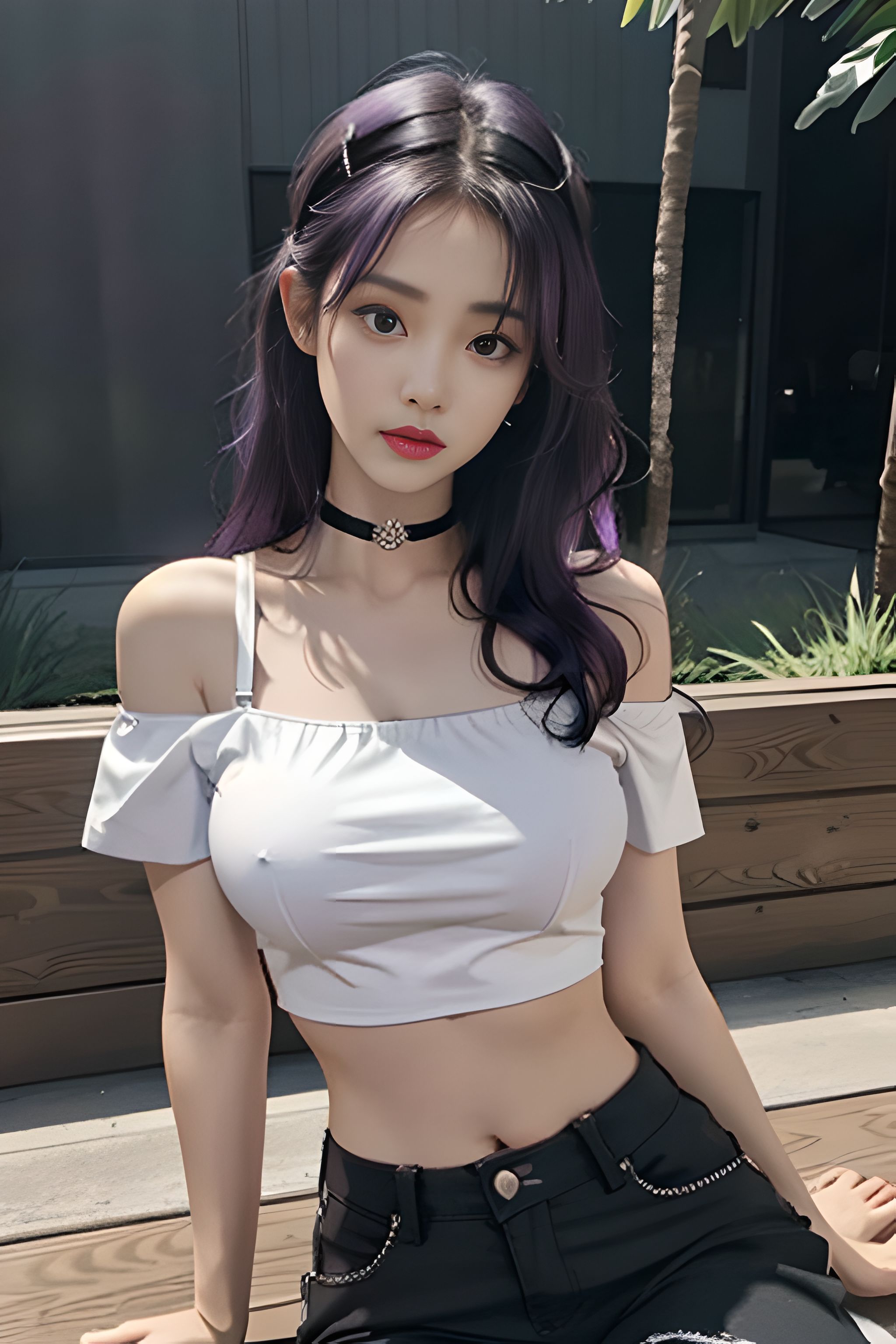 吊带上衣和紧身裤子拉丁舞服,黑色吊带背心蓝色紧身裤