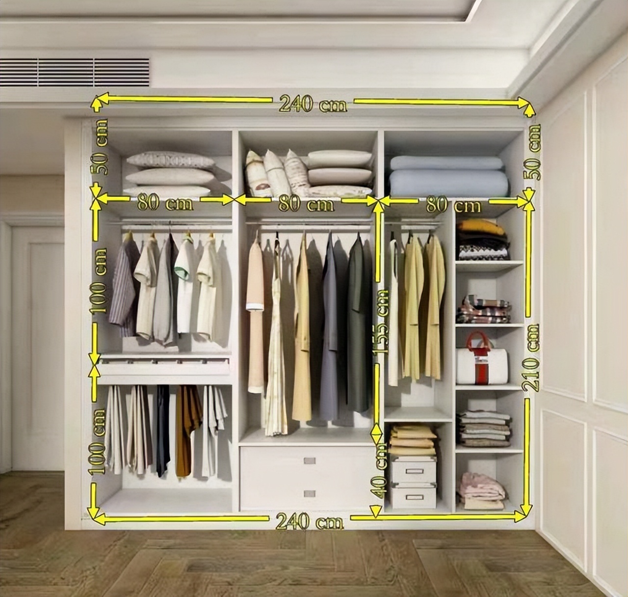 定制衣柜的尺寸一般是多少,各种衣柜定制板材报价