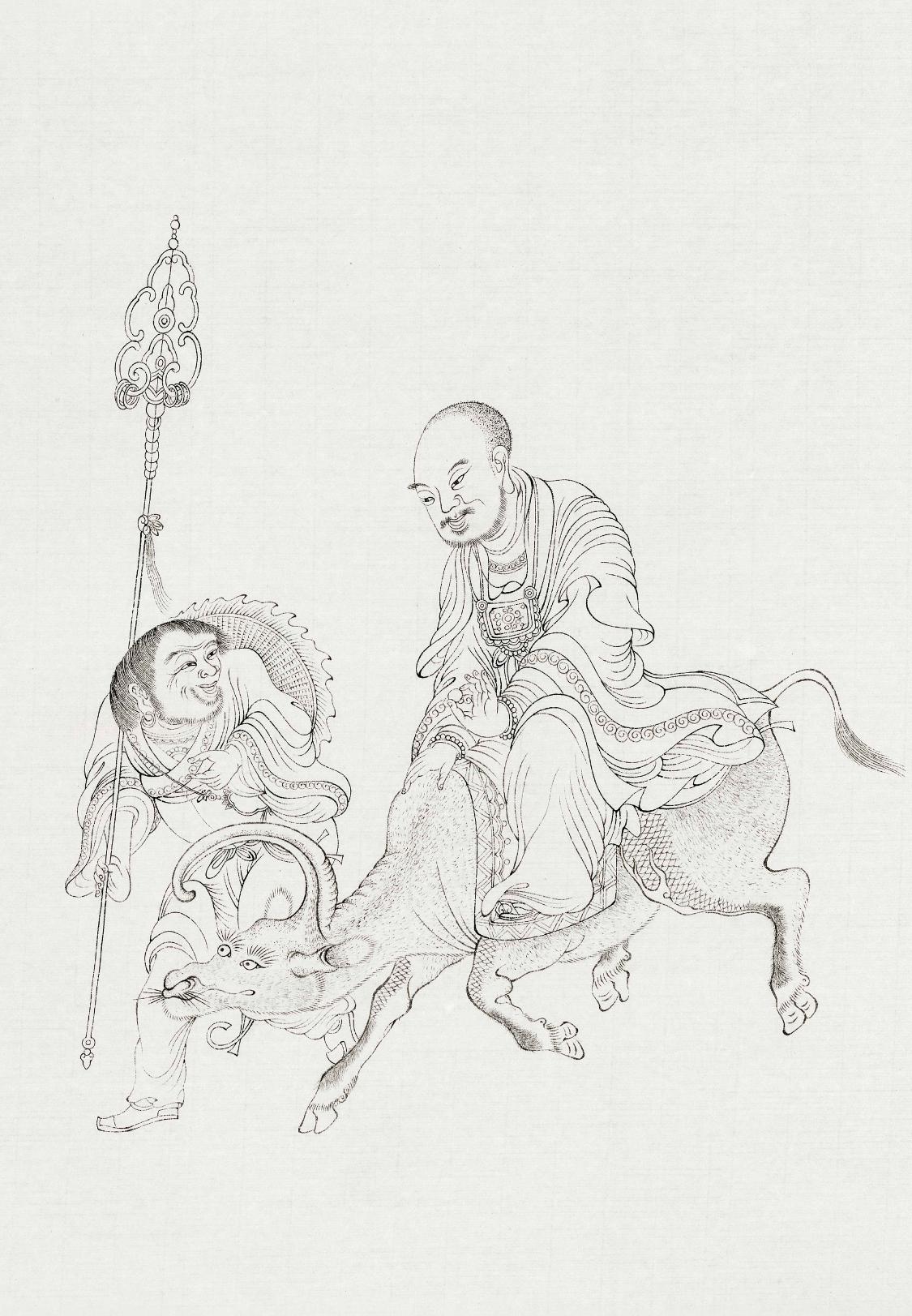 白描八十七神仙卷图文,五百罗汉白描长卷