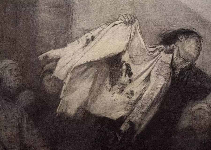 我国现代画家王式廓的油画素描稿,王式廓井冈山会师油画创作背景