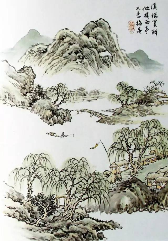 山水画入门临摹作品,山水画入门线条练习