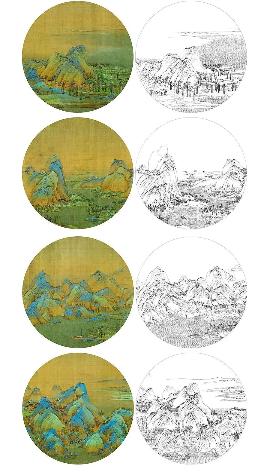 怎么用油画棒画千里江山图局部,千里江山图的河怎么用油画棒画