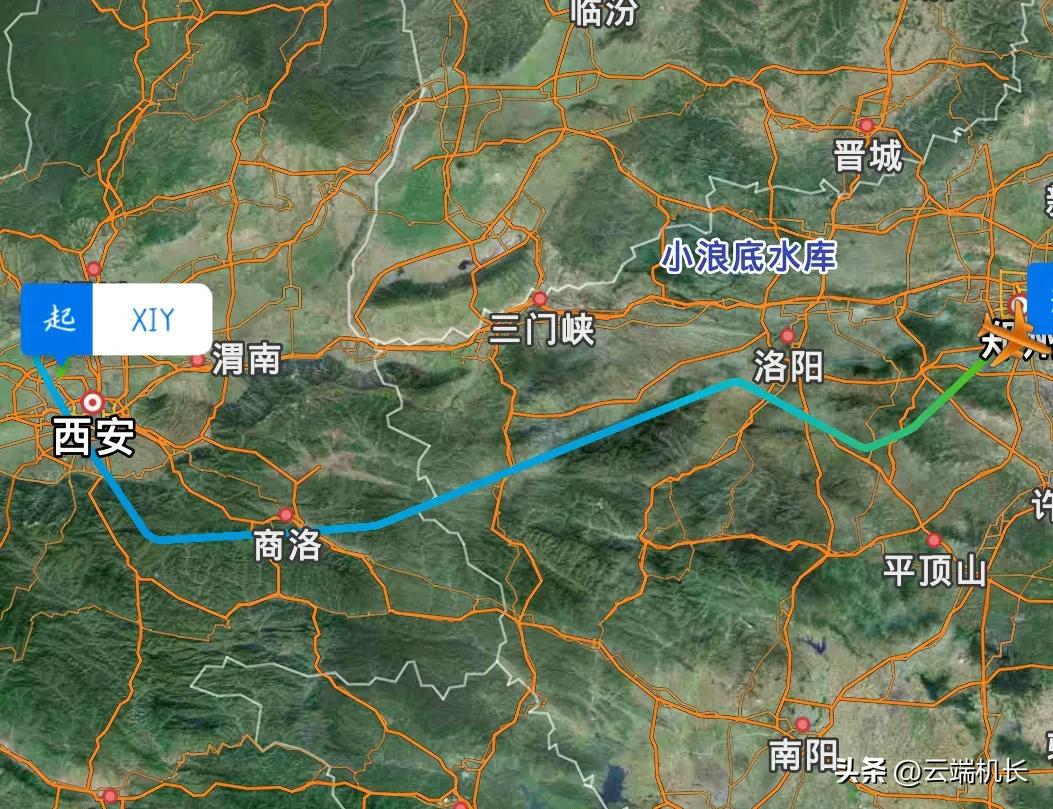 国内最短直飞航线之一西安直飞郑州