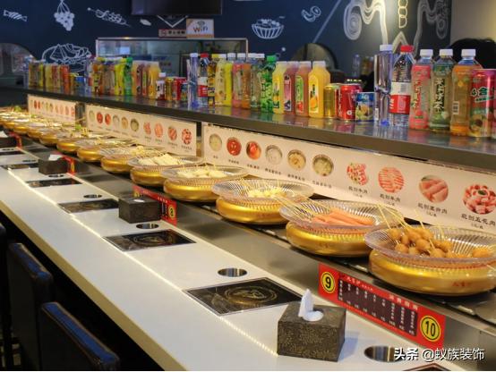 100平旋转小火锅餐饮装修图,旋转小火锅20平方可以做吗