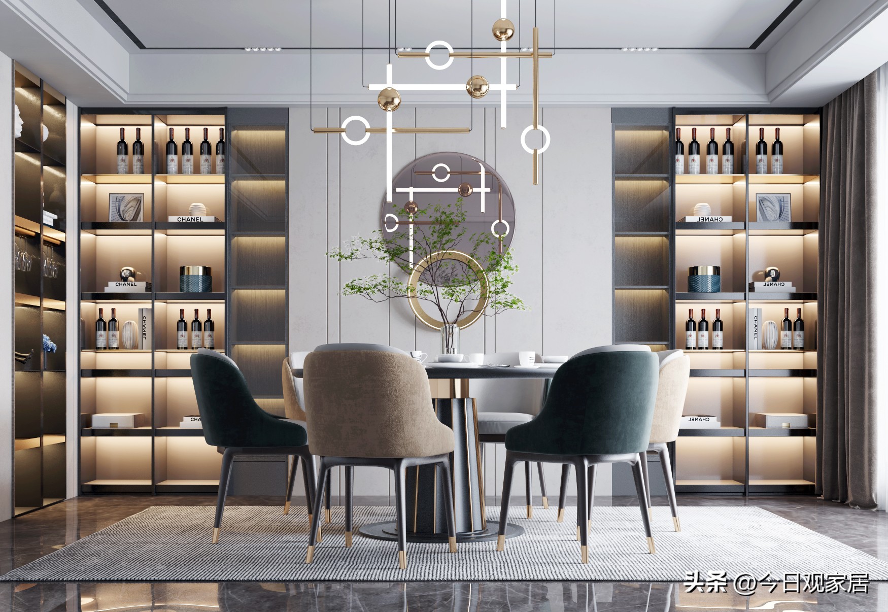 餐厅大圆桌桌面布置创意图片,特色餐厅设计风格大全