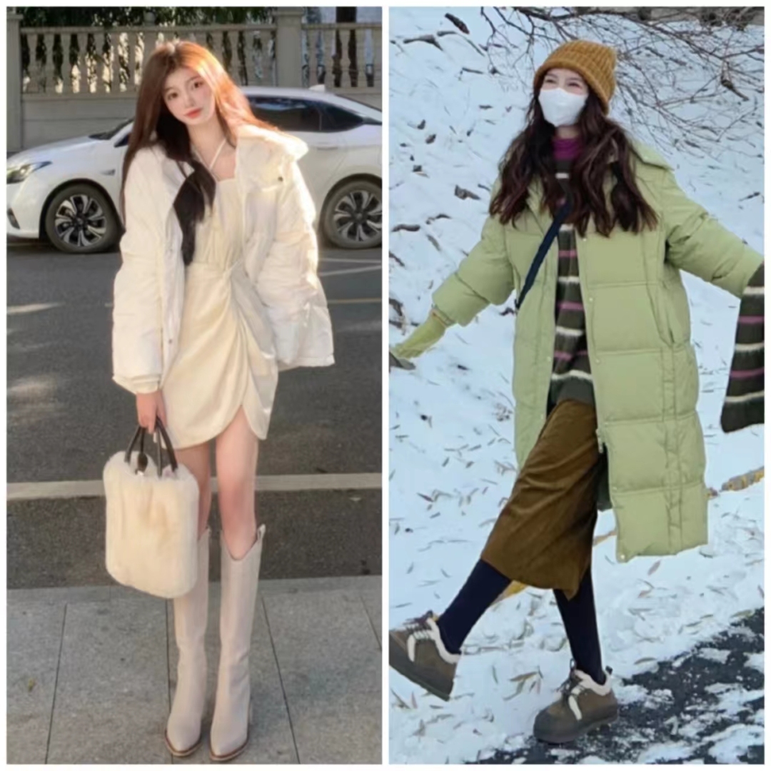 短款白色羽绒服的最佳搭配半身裙,羽绒服搭配哪些裙子才时髦