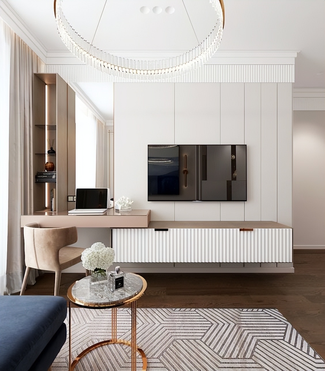 装修师傅不建议做悬空电视柜,电视旁边装饰柜做多深比较好