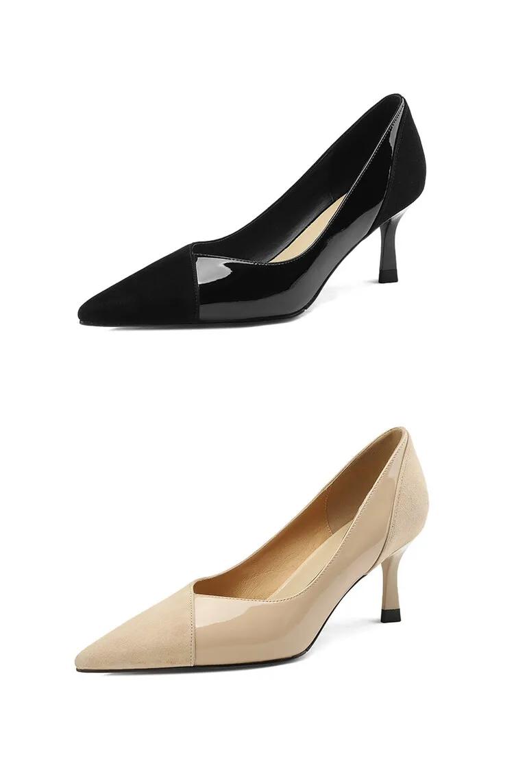 高跟鞋女拼接高级感,玛丽珍粉色拼接高跟鞋