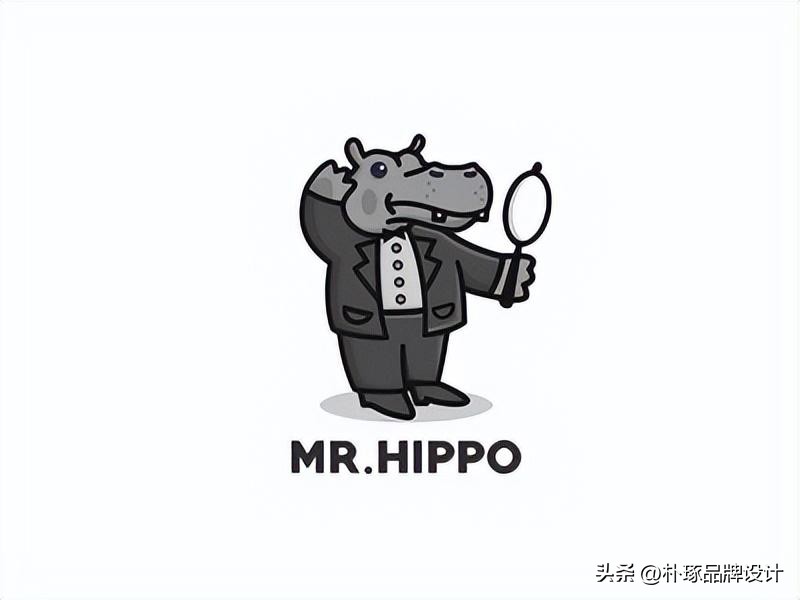 张开血盆大嘴IP动物形象河马元素logo创意集锦