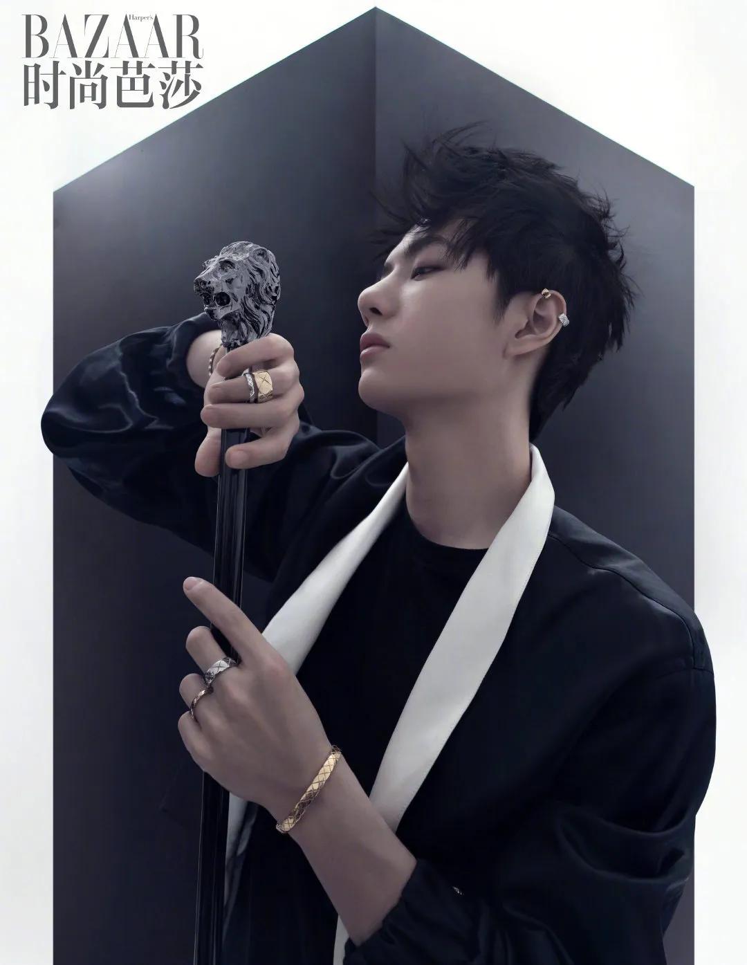 时尚芭莎肖战银发造型高清,肖战登时尚芭莎封面人物