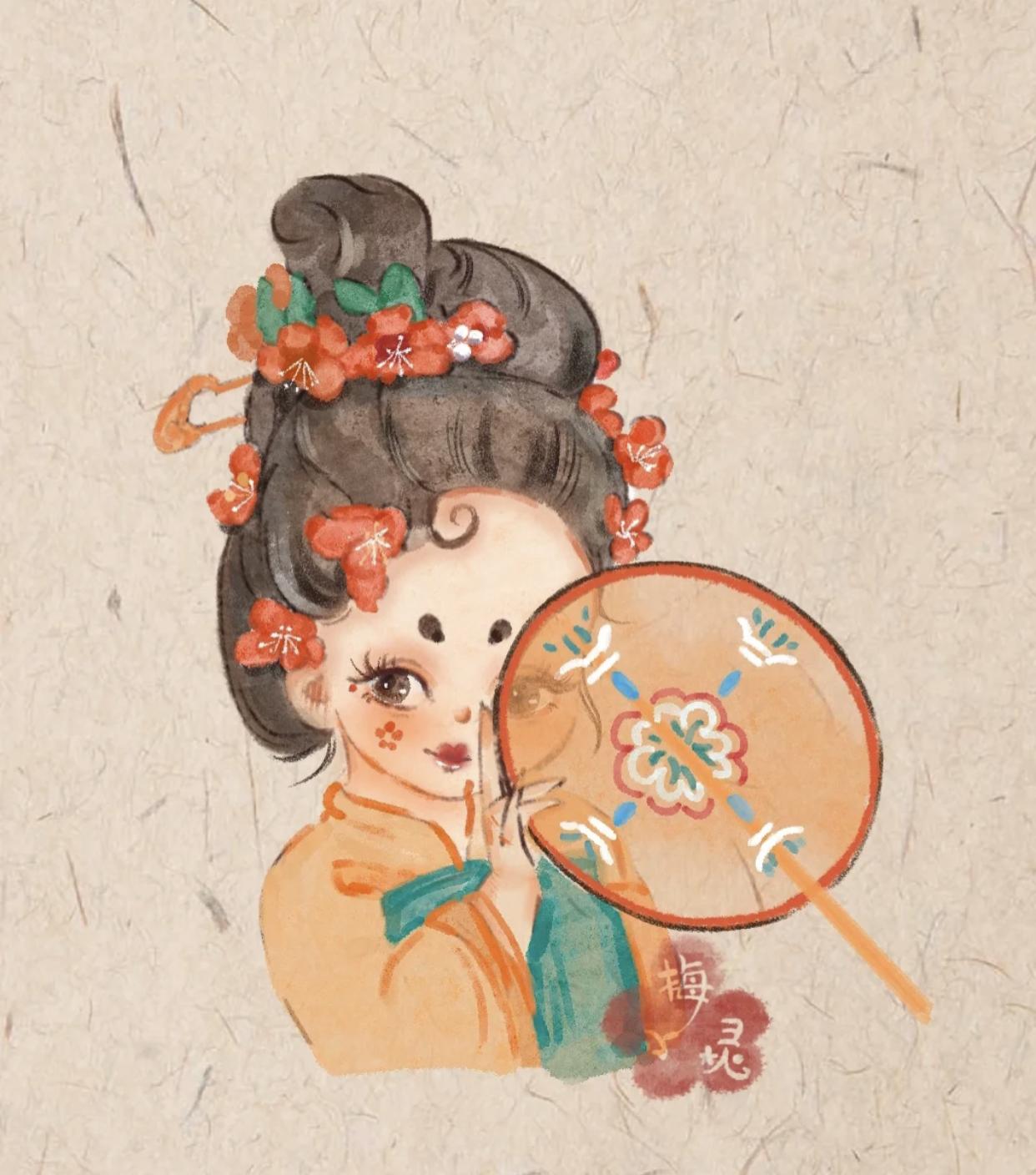 古风小插画q版萌可爱,可爱的古风人物插画