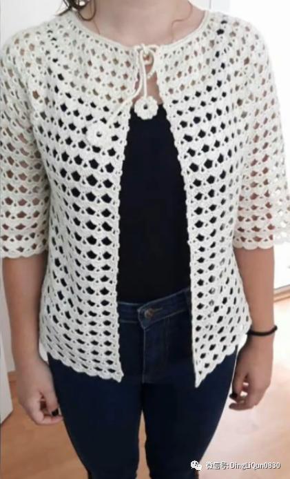 钩针短款开衫编织图解,钩针编织衣服成人开衫教程完整的