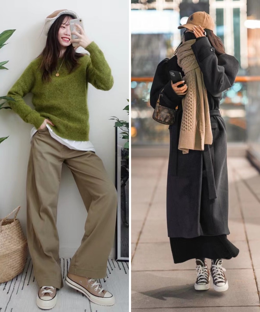 两款匡威各穿一只搭配好看吗,匡威鞋搭配什么裤子秋冬