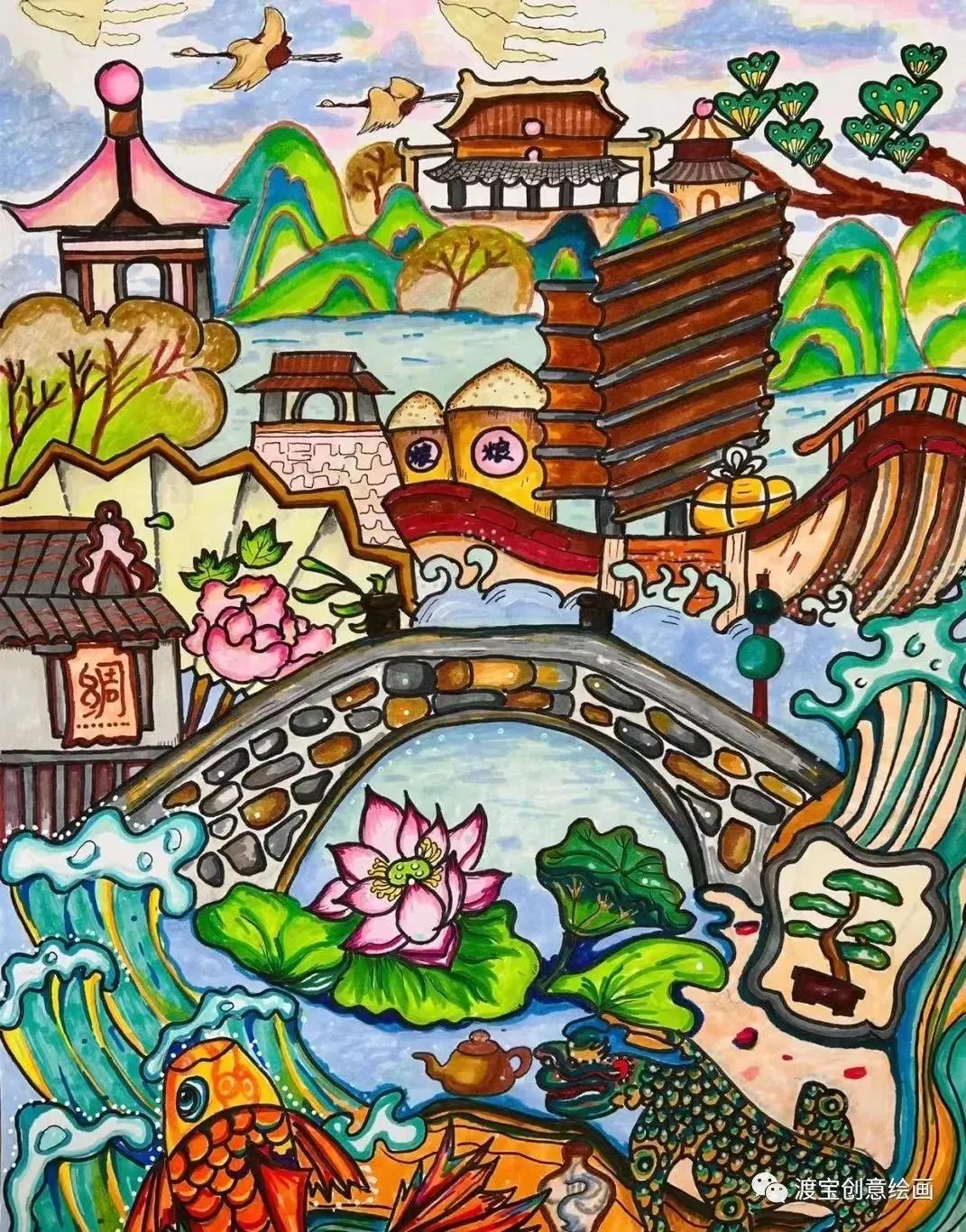 仙气十足的古风画马克笔,马克笔古风诗画