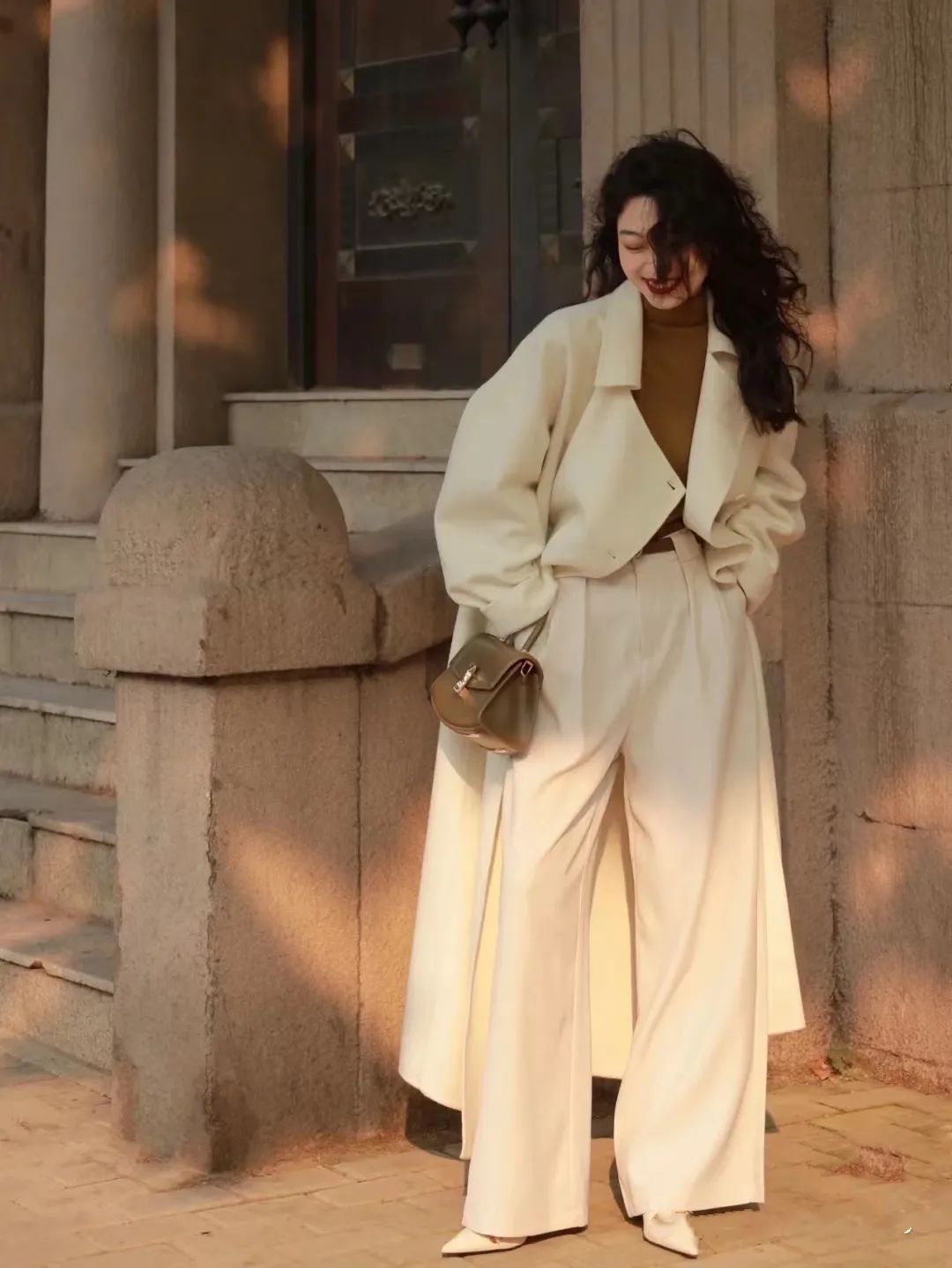 显瘦垂感阔腿慵懒风裤,阔腿裤垂坠感显腿细牛仔裤