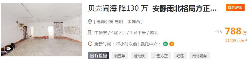 厦门二手房价最新情况表,厦门二手房跌得最多板块